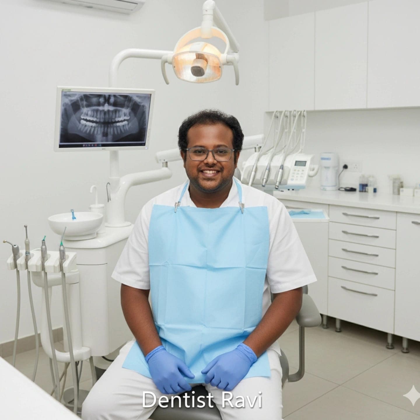 A professional and friendly portrait of Dr. K. Ravi Chandu at KR dental.